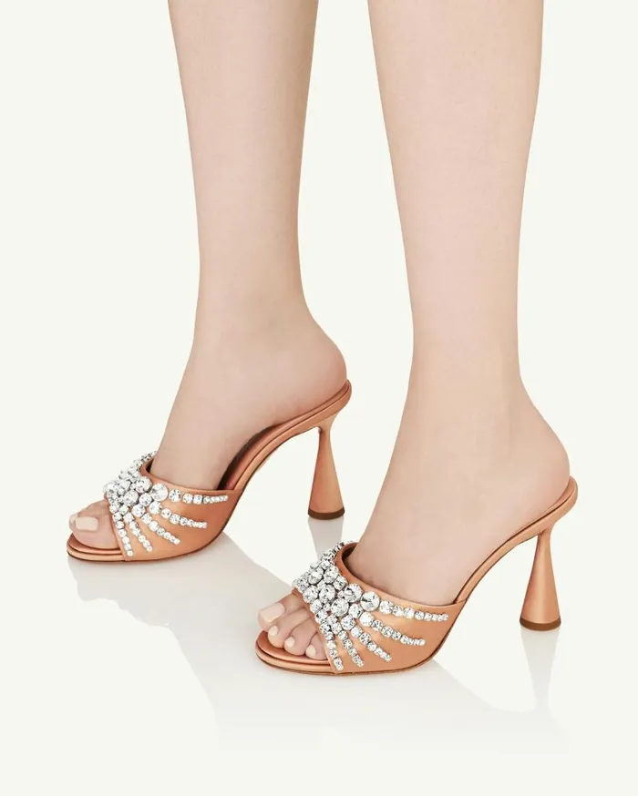 Max Crystal Mule 95 Beige Women Aquazzura Slides and Mules Max Crystal Mule 95 Beige Women Aquazzura Slides and Mules