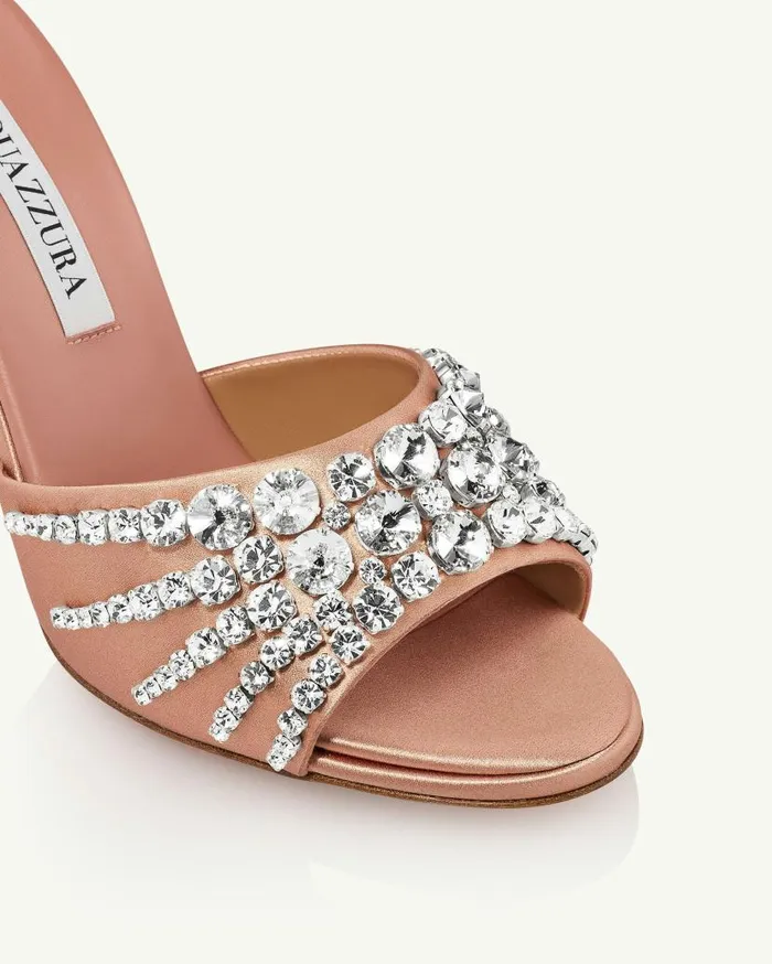 Max Crystal Mule 95 Beige Women Aquazzura Slides and Mules Max Crystal Mule 95 Beige Women Aquazzura Slides and Mules
