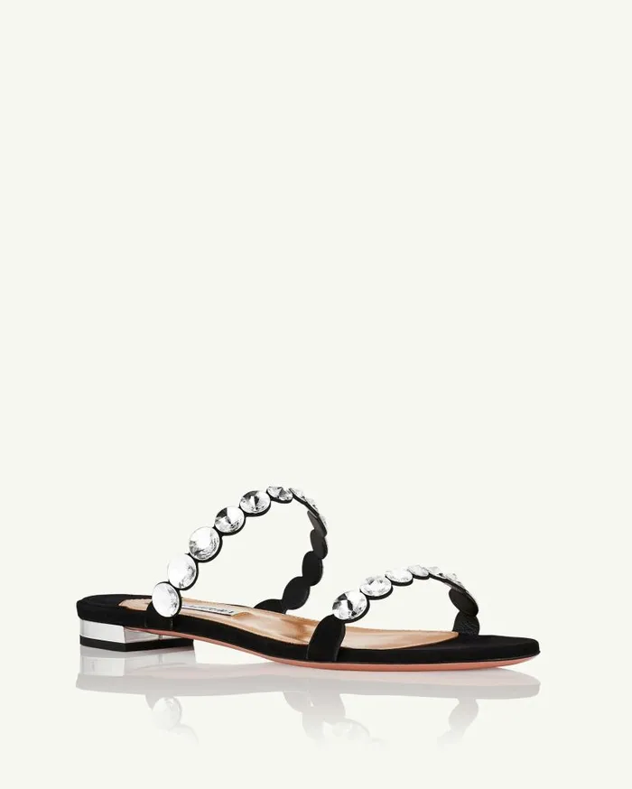 MaxiTequila Sandal Flat Black Women Aquazzura Flats