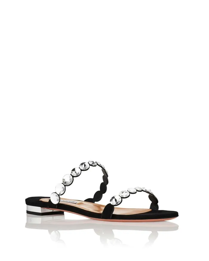 MaxiTequila Sandal Flat Black Women Aquazzura Flats MaxiTequila Sandal Flat Black Women Aquazzura Flats