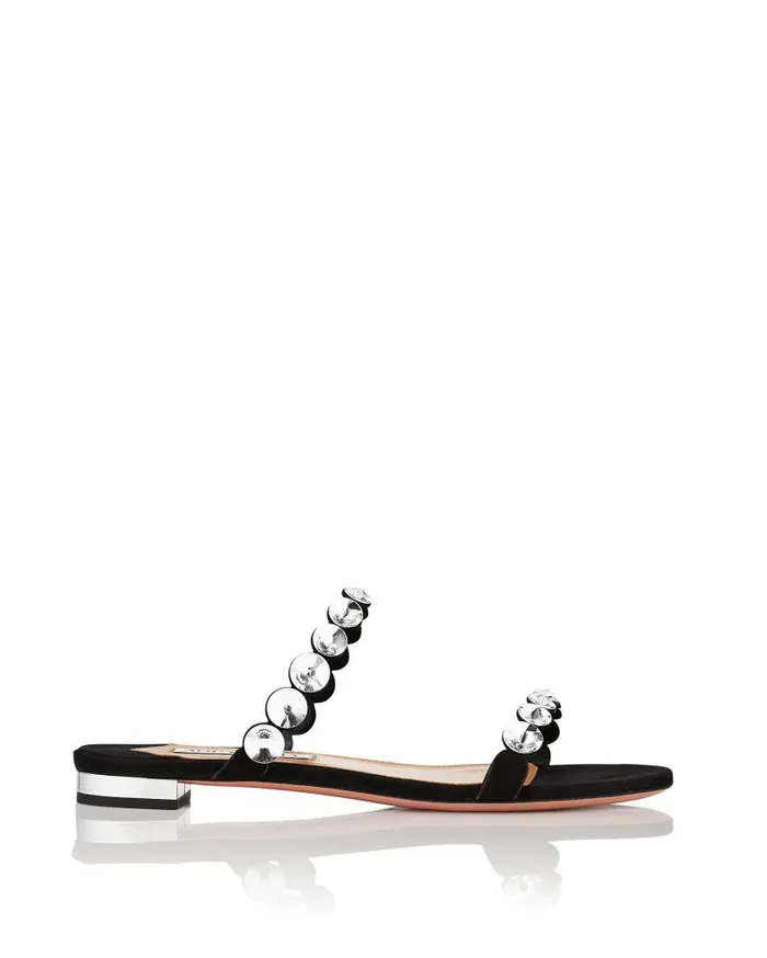 MaxiTequila Sandal Flat Black Women Aquazzura Flats MaxiTequila Sandal Flat Black Women Aquazzura Flats