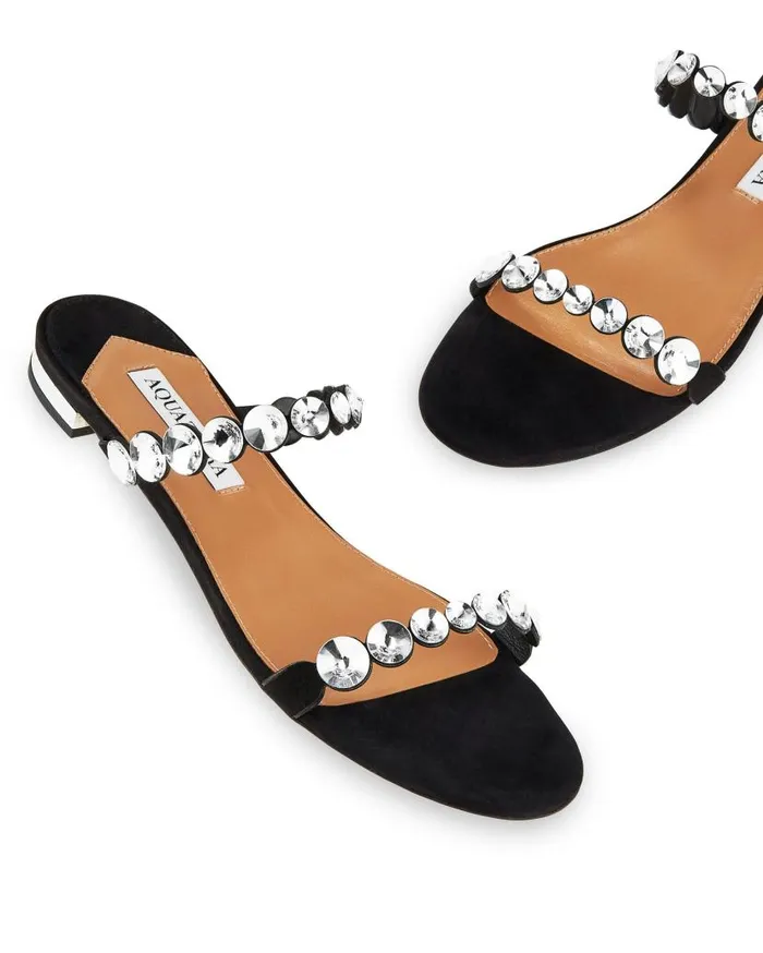 MaxiTequila Sandal Flat Black Women Aquazzura Flats MaxiTequila Sandal Flat Black Women Aquazzura Flats
