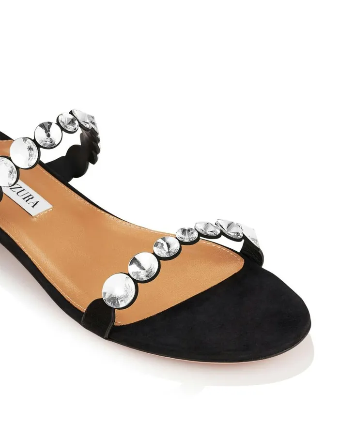 MaxiTequila Sandal Flat Black Women Aquazzura Flats MaxiTequila Sandal Flat Black Women Aquazzura Flats