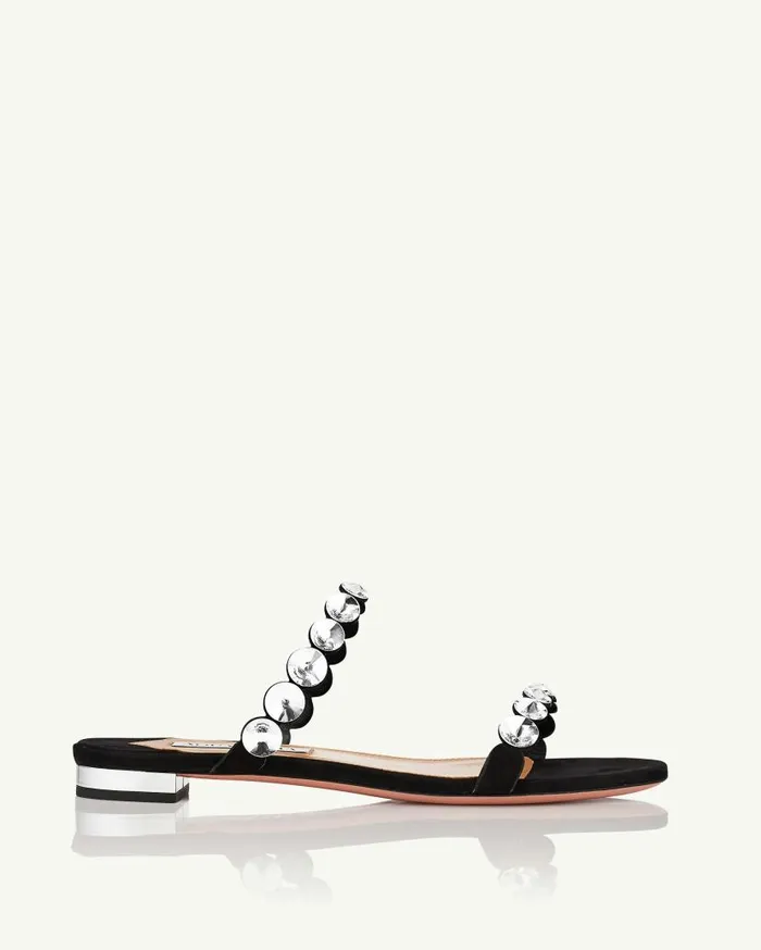 MaxiTequila Sandal Flat Black Women Aquazzura Flats MaxiTequila Sandal Flat Black Women Aquazzura Flats