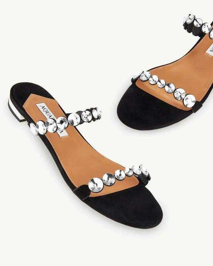 MaxiTequila Sandal Flat Black Women Aquazzura Flats MaxiTequila Sandal Flat Black Women Aquazzura Flats