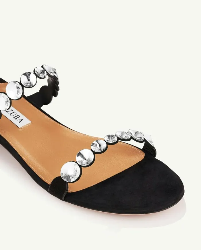 MaxiTequila Sandal Flat Black Women Aquazzura Flats MaxiTequila Sandal Flat Black Women Aquazzura Flats