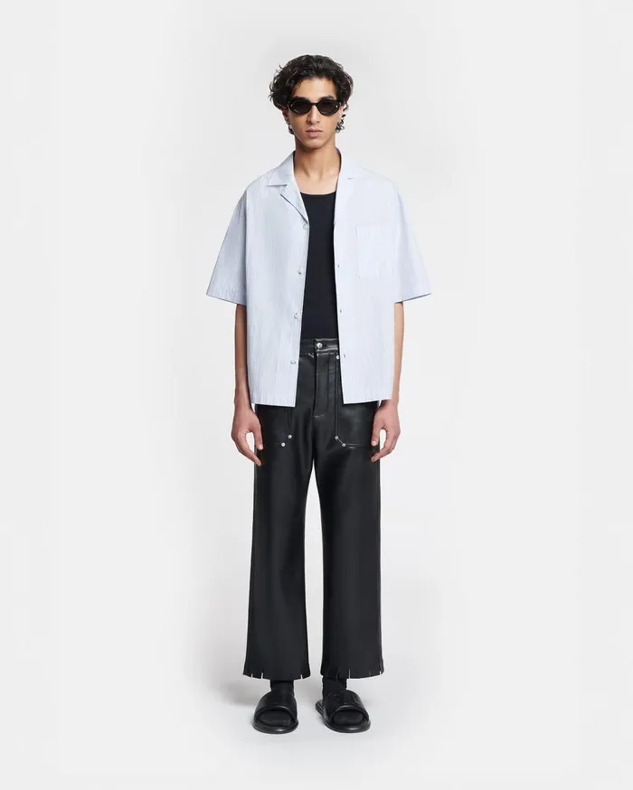 Maxton Striped Shirt BlueBeigeWhite Men Nanushka Tops