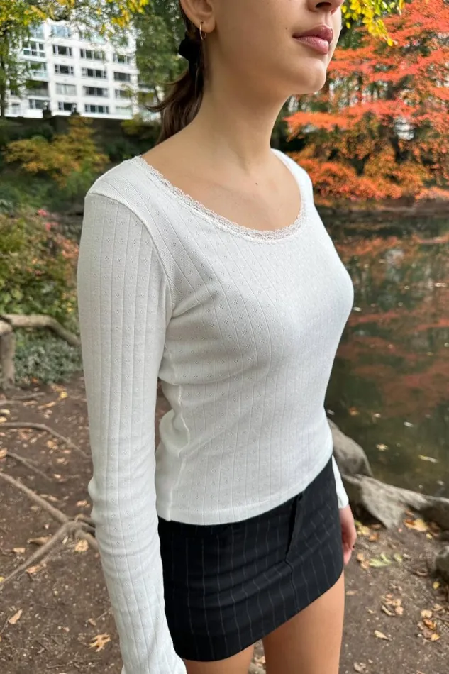 Mckenna Lace Top White Women Brandy Melville Tops