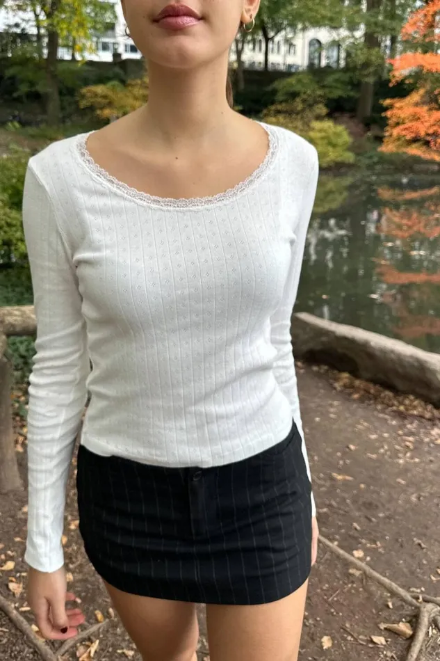 Mckenna Lace Top White Women Brandy Melville Tops