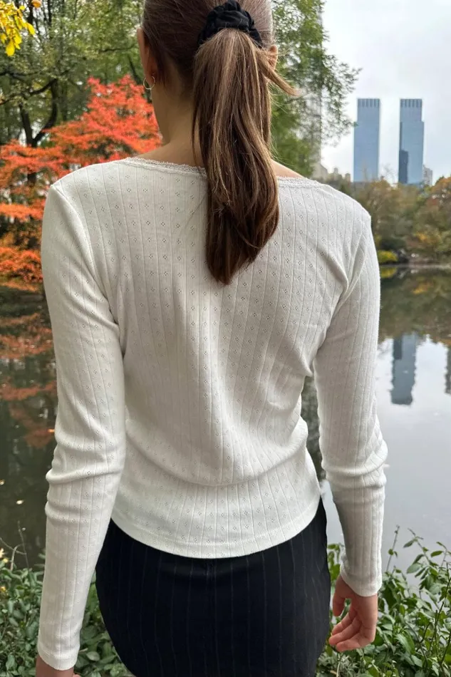 Mckenna Lace Top White Women Brandy Melville Tops