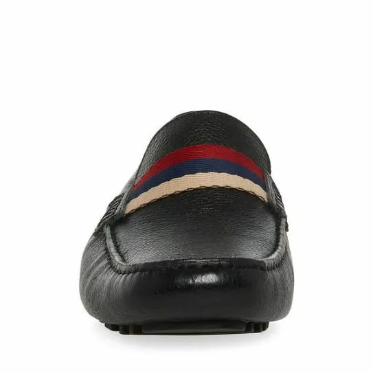 Men039s BAZ BLACK LEATHER Black Leather Steve Madden Loafers