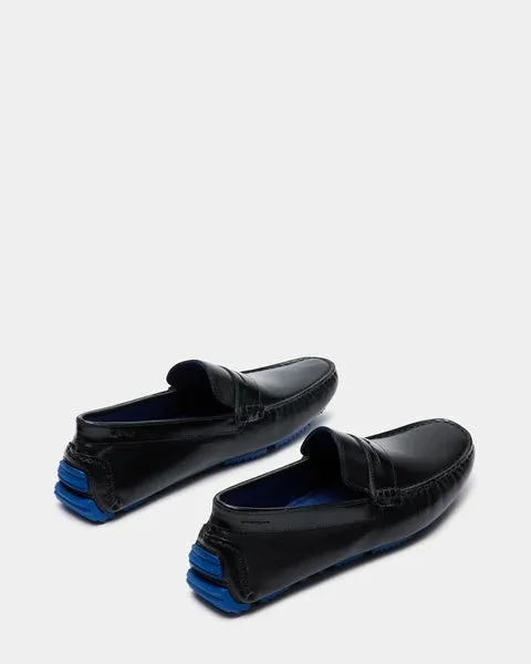 Men039s BENJI BLACK LEATHER Black Leather Steve Madden Loafers