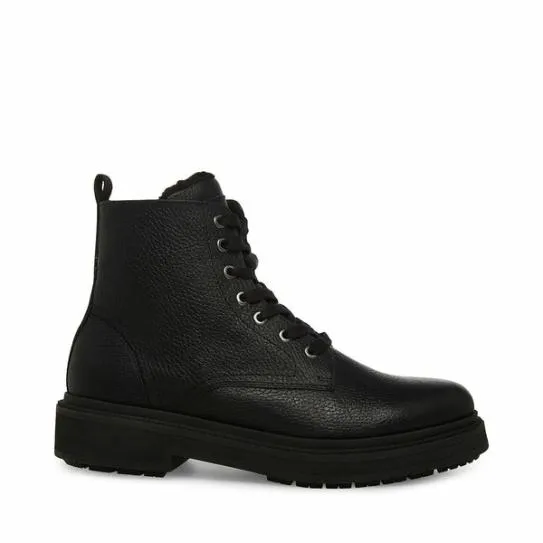 Men039s DENALII BLACK LEATHER Black Leather Steve Madden Boots