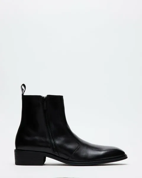 Men039s HAYNES BLACK LEATHER Black Leather Steve Madden Boots