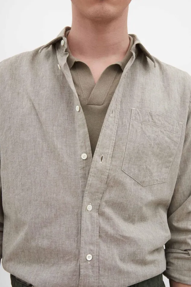 Men Algot Relaxed Cotton Linen Shirt Ivy Green Norse Projects Shirting