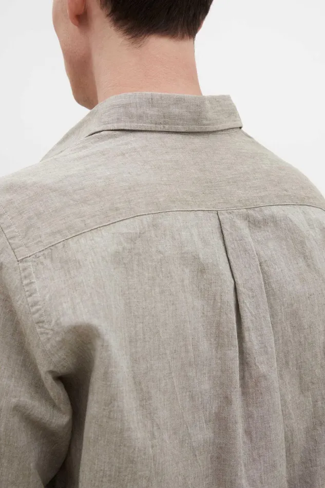 Men Algot Relaxed Cotton Linen Shirt Ivy Green Norse Projects Shirting