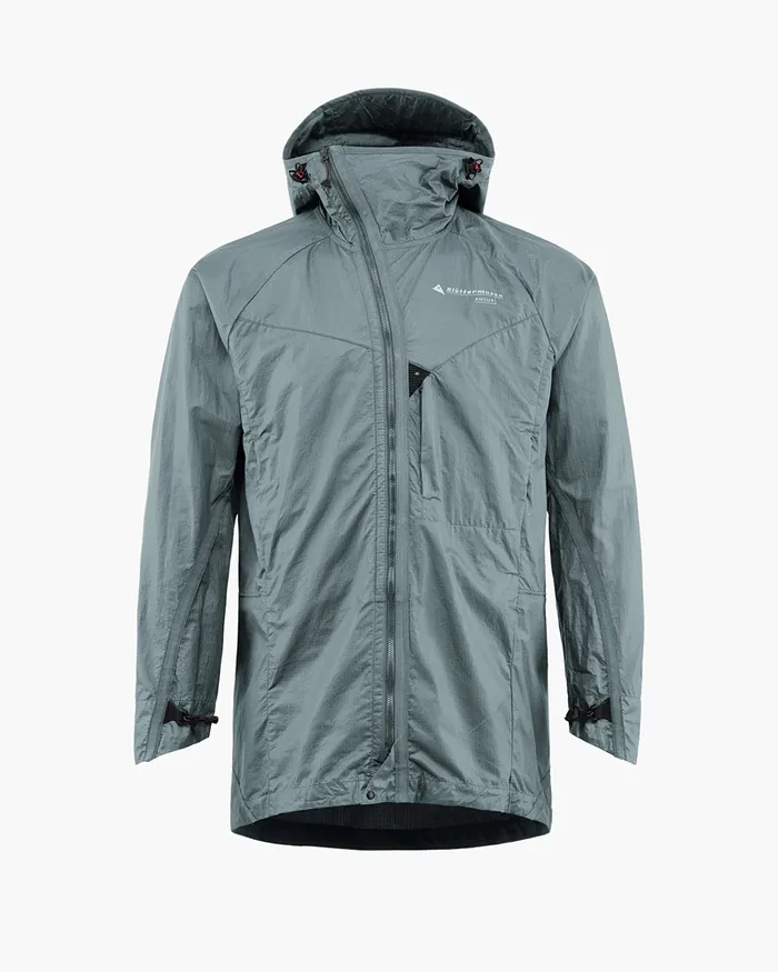 Men Ansur Windproof Parka Stone Blue Klttermusen Wind Resistant Jackets