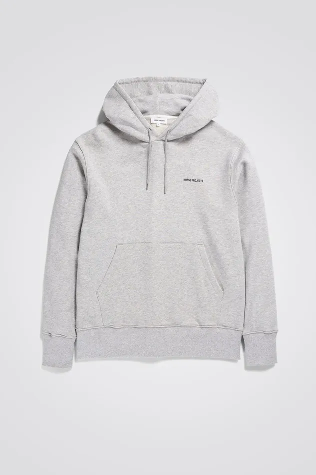 Men Arne Logo Hoodie Light Grey Melange Norse Projects Sweatshirts