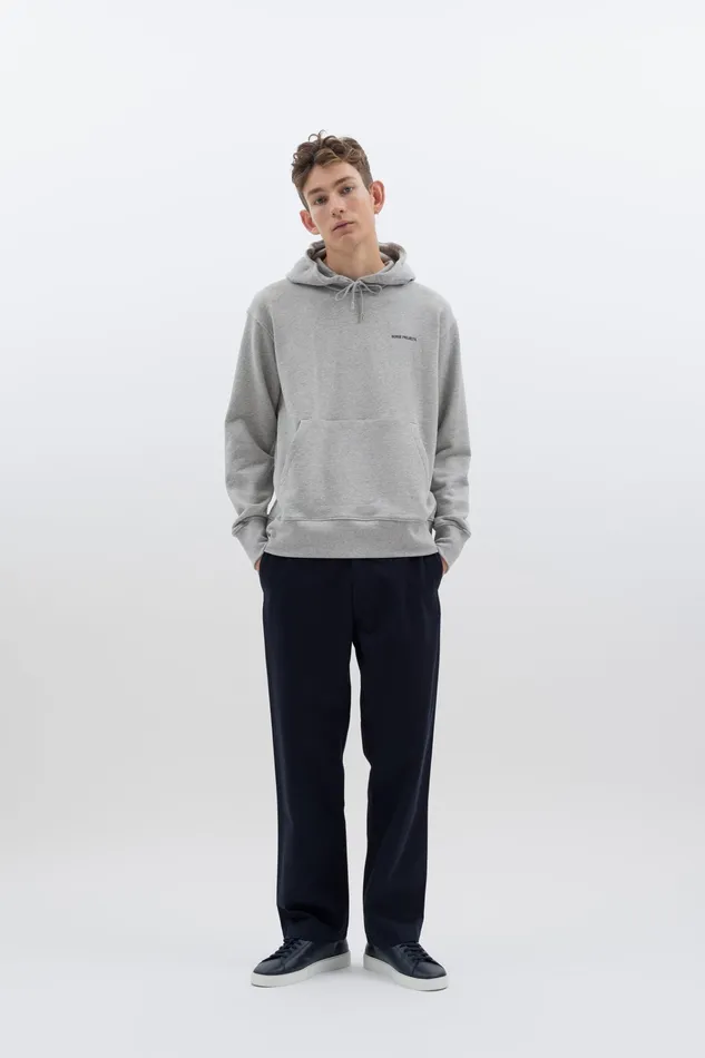 Men Arne Logo Hoodie Light Grey Melange Norse Projects Sweatshirts