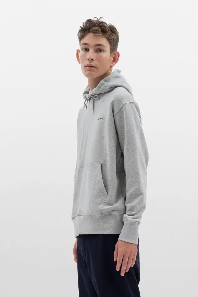 Men Arne Logo Hoodie Light Grey Melange Norse Projects Sweatshirts