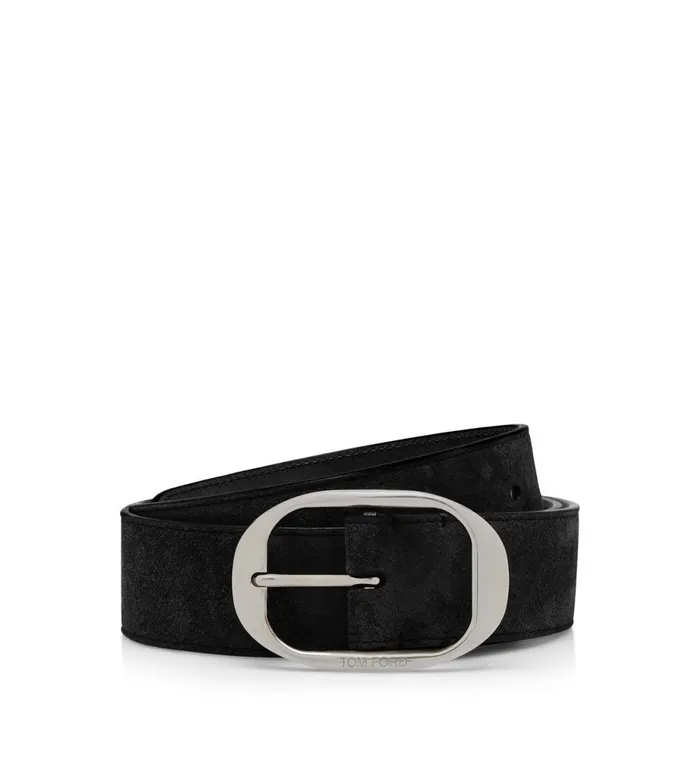 Men Belts Tom Ford Suede Oval Belt Black