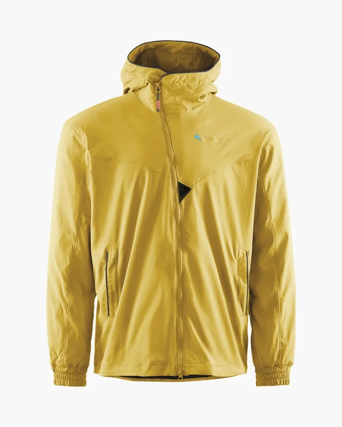 Men Bestla Zip Hood Wind Jacket Dusty Yellow Klttermusen Wind Resistant Jackets