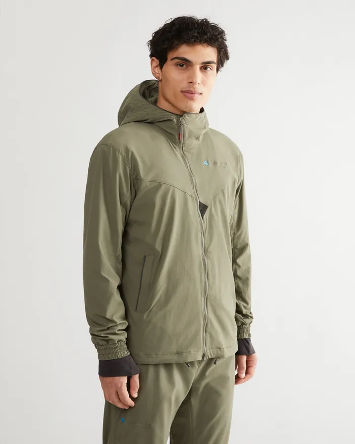 Men Bestla Zip Hood Wind Jacket Dusty Yellow Klttermusen Wind Resistant Jackets