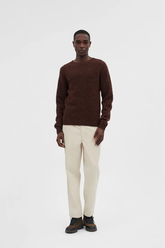 Men Birnir Brushed Lambswool Rust Brown Norse Projects Knitwear