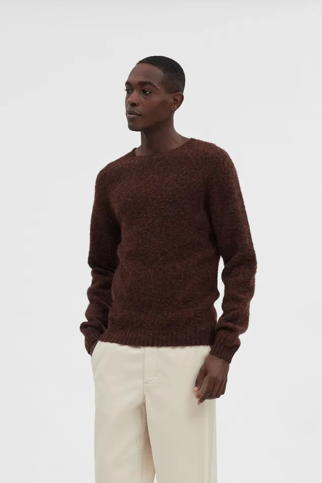 Men Birnir Brushed Lambswool Rust Brown Norse Projects Knitwear