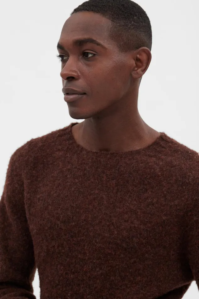 Men Birnir Brushed Lambswool Rust Brown Norse Projects Knitwear