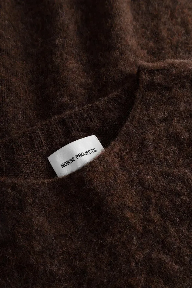 Men Birnir Brushed Lambswool Rust Brown Norse Projects Knitwear