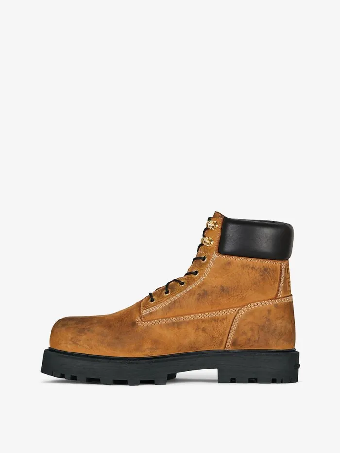 Men Boots and Loafers Givenchy Show Ankle Workboots In Nubuck With Used Effect Beigeblack Men Boots and Loafers Givenchy Show Ankle Workboots In Nubuck With Used Effect Beigeblack