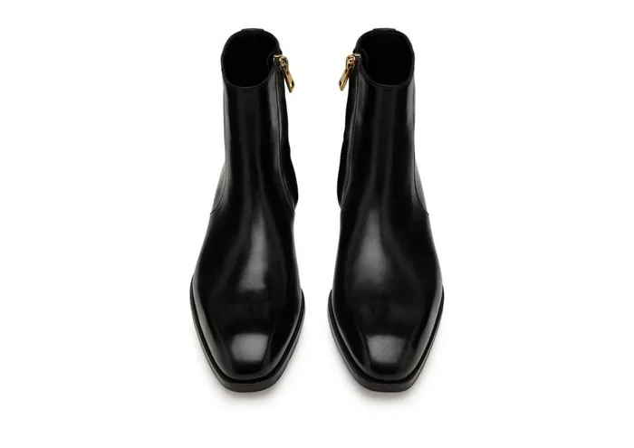 Men Boots Tom Ford Burnished Leather Elkan Zip Boot Black Men Boots Tom Ford Burnished Leather Elkan Zip Boot Black