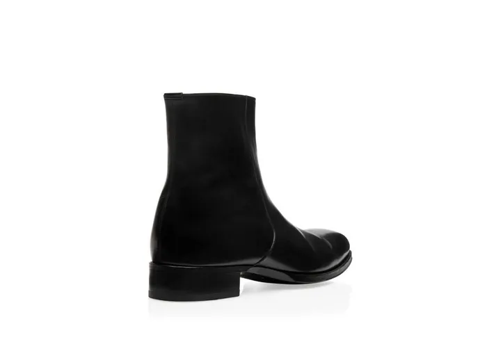 Men Boots Tom Ford Burnished Leather Elkan Zip Boot Black Men Boots Tom Ford Burnished Leather Elkan Zip Boot Black