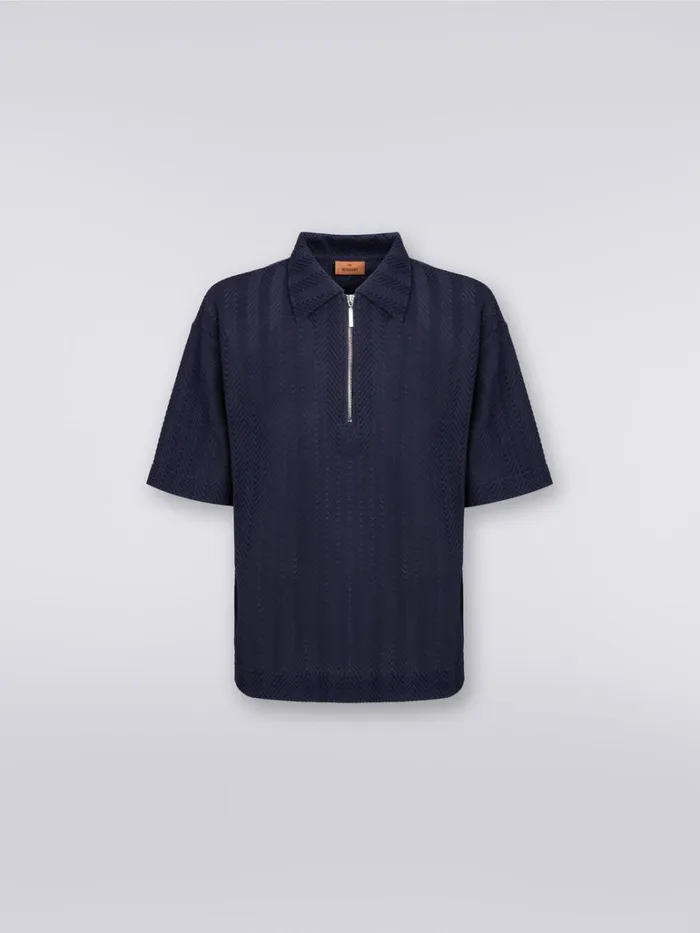Men Cotton And Viscose ShortSleeved Polo Shirt With Zip Multicoloured Missoni Polos and Tshirts Men Cotton And Viscose ShortSleeved Polo Shirt With Zip Multicoloured Missoni Polos and Tshirts