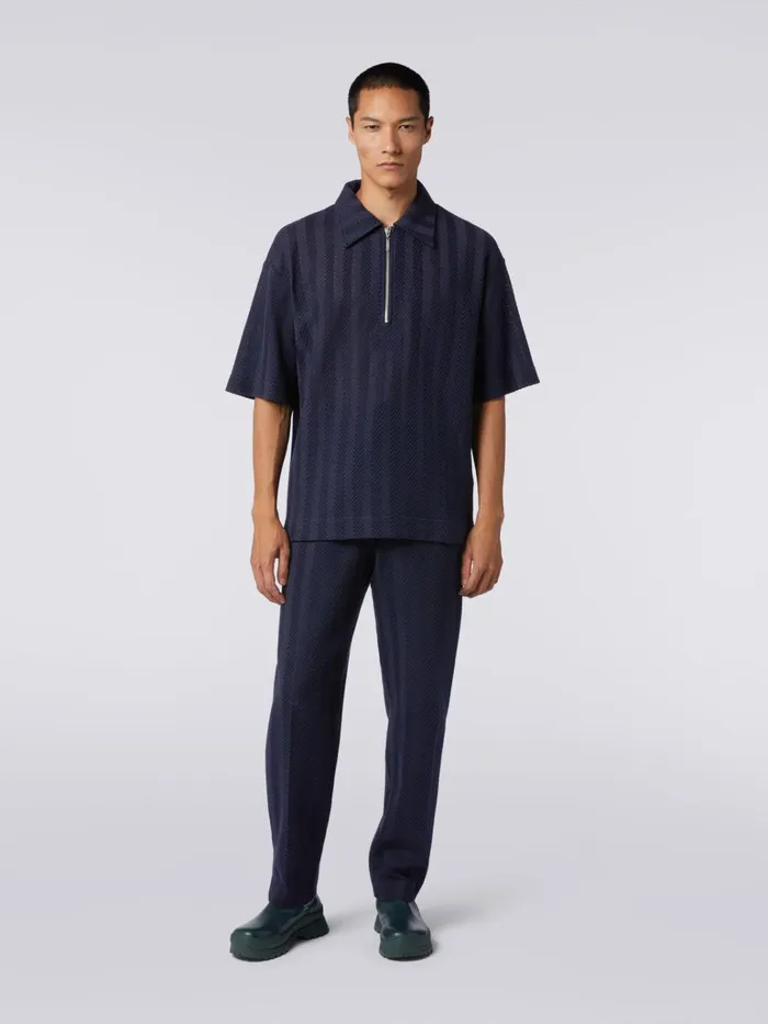 Men Cotton And Viscose ShortSleeved Polo Shirt With Zip Multicoloured Missoni Polos and Tshirts Men Cotton And Viscose ShortSleeved Polo Shirt With Zip Multicoloured Missoni Polos and Tshirts