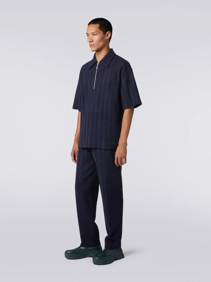 Men Cotton And Viscose ShortSleeved Polo Shirt With Zip Multicoloured Missoni Polos and Tshirts Men Cotton And Viscose ShortSleeved Polo Shirt With Zip Multicoloured Missoni Polos and Tshirts