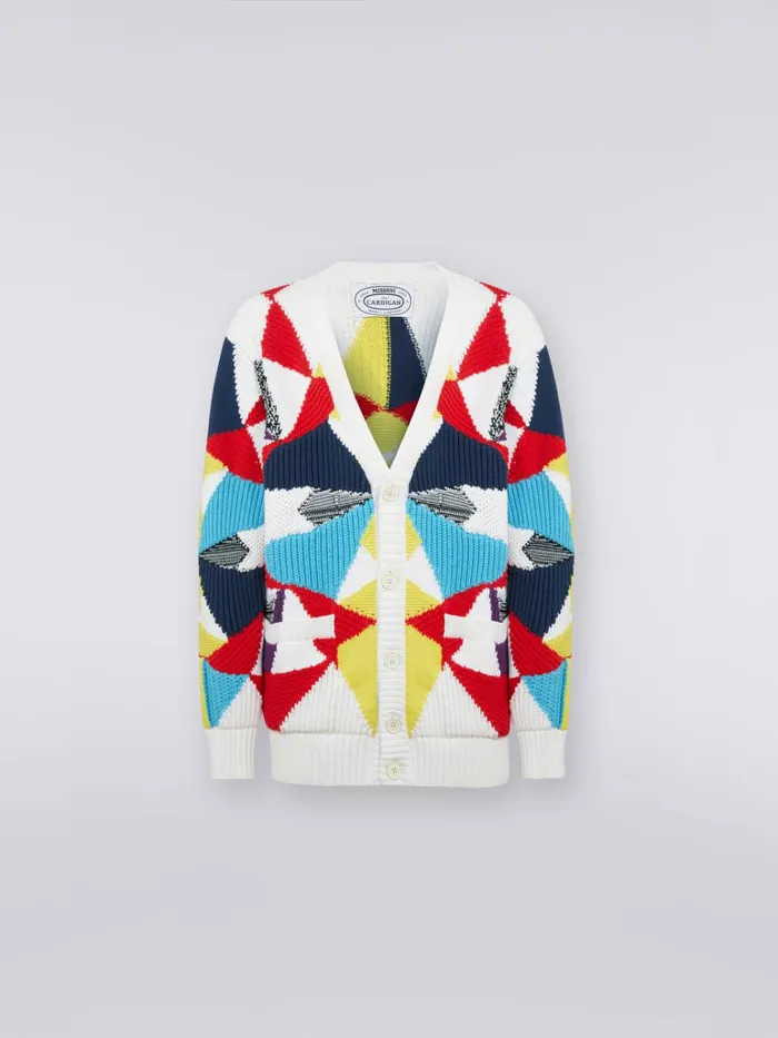 Men Cotton Blend Cardigan With MultiPoint Intarsia Details Multicoloured Missoni Knitwear Men Cotton Blend Cardigan With MultiPoint Intarsia Details Multicoloured Missoni Knitwear