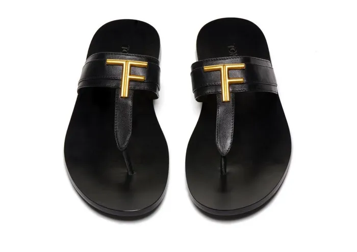 Men Espadrilles and Sandals Tom Ford Smooth Leather Brighton Sandal Black Men Espadrilles and Sandals Tom Ford Smooth Leather Brighton Sandal Black