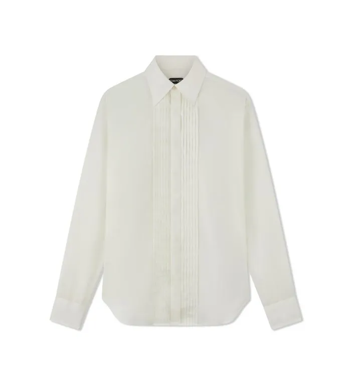 Men Evening Tom Ford Cotton Silk Serge Fluid Fit Evening Shirt