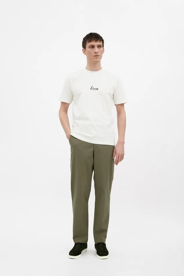 Men Ezra Relaxed Solotex Twill Trouser Sediment Green Norse Projects Trousers
