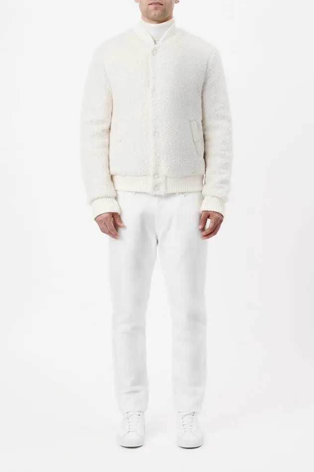Men Jackets and Outerwear Gabriela Hearst Brandon Bomber Jacket In Ivory Cashmere Boucle
