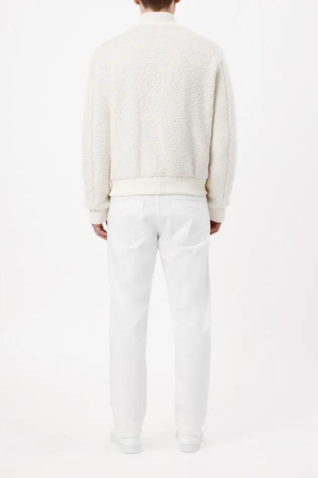 Men Jackets and Outerwear Gabriela Hearst Brandon Bomber Jacket In Ivory Cashmere Boucle