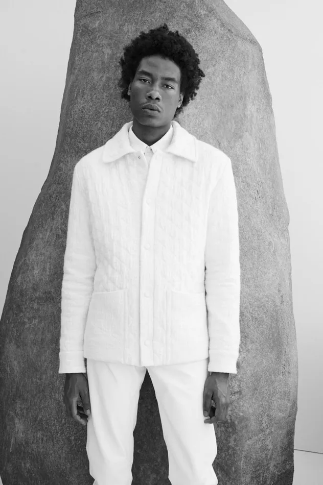 Men Jackets and Outerwear Gabriela Hearst Skye Paddock Jacket In Ivory Cashmere Linen