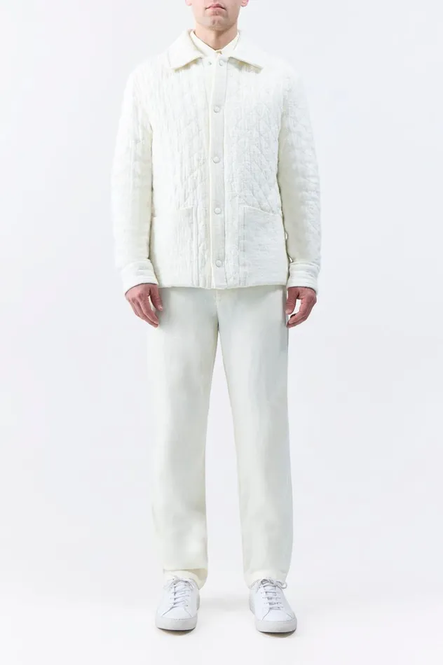 Men Jackets and Outerwear Gabriela Hearst Skye Paddock Jacket In Ivory Cashmere Linen