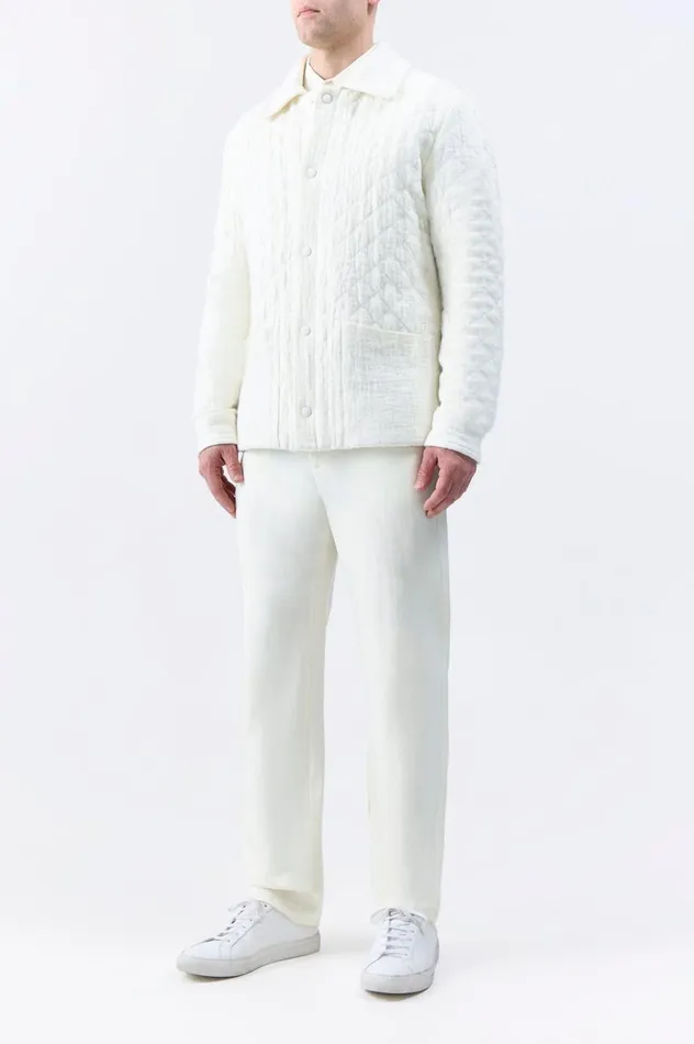 Men Jackets and Outerwear Gabriela Hearst Skye Paddock Jacket In Ivory Cashmere Linen