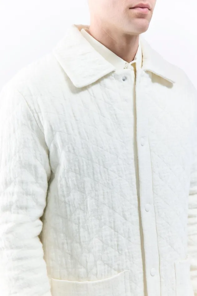 Men Jackets and Outerwear Gabriela Hearst Skye Paddock Jacket In Ivory Cashmere Linen