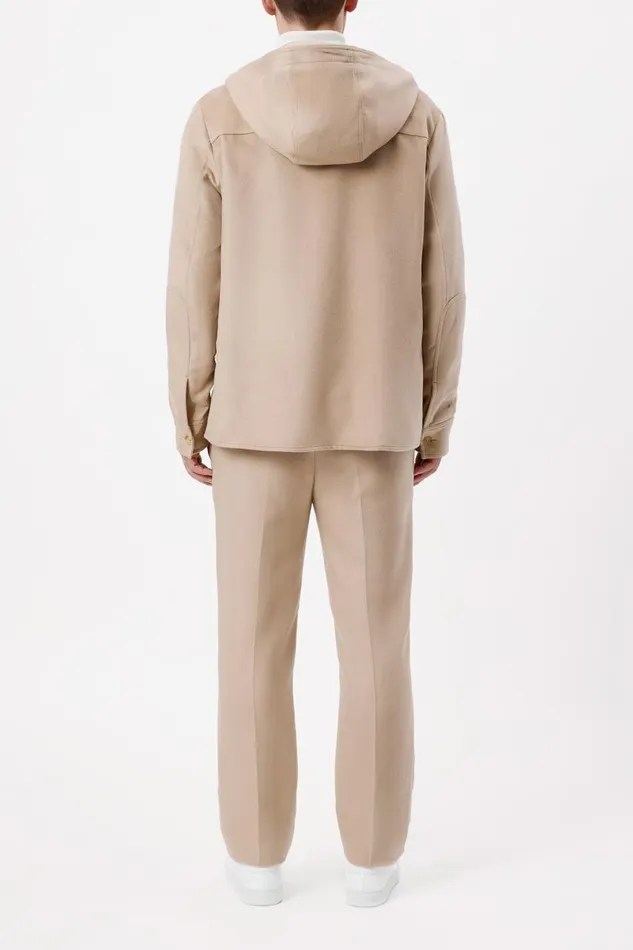 Men Jackets and Outerwear Gabriela Hearst Swift Hoodie Shirt In Camel Winter Silk