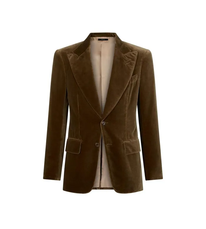 Men Jackets Tom Ford Light Velvet Atticus Jacket Khaki