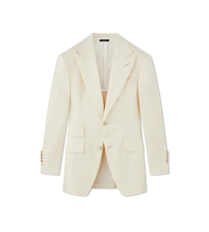 Men Jackets Tom Ford Wool Mohair Hopsack Atticus Jacket Ivory